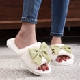 thumbnail image 5 of JUSLIO Womens House Slippers Slip On Fuzzy Plush Flat Sole Non Slip Indoor House Slippers Open Toe Slides Slippers Green, 5 of 8