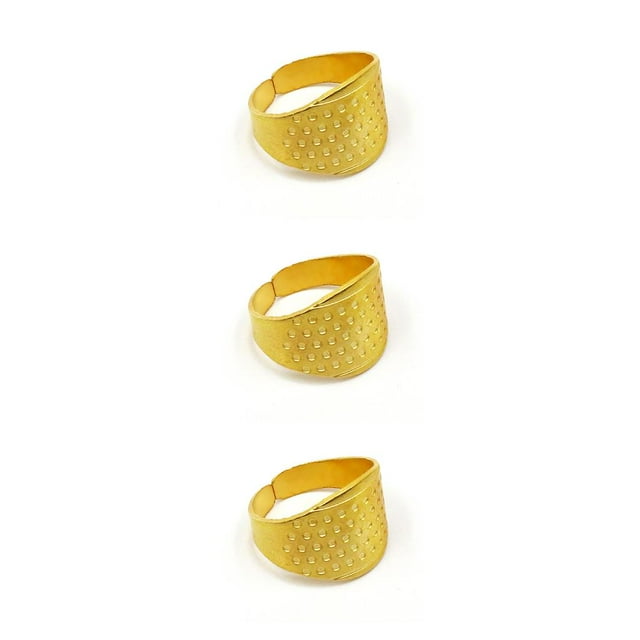 jesticaly Knitting Rings Finger for Protection Thimble Adjustable Specially-designed Handheld Carryable Safeguarding Crochet Tools Gold Ring 3Set