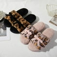 thumbnail image 6 of Roxoni Womens Fuzzy Leopard Print Slippers with Bow  Cozy Plush Indoor House Slides, Soft Memory Foam, Non-Slip Sole, 6 of 7