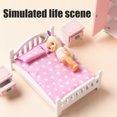 thumbnail image 3 of Juego de dormitorio de madera rosa para niñas Juego de simulación Juego de muebles de casa de muñecas Modelo de exhibición en miniatura, 3 of 9