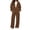 Brown, variant on Szluipve 2 Piece Sets for Women Full Zip‑Up Hoodie 2 Piece Tracksuit Set Drawstring Zip Hooded Jacket & Elastic Waist Wide Leg Pants Casual Loungewear Outfit with Side Pockets White L