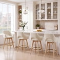 thumbnail image 5 of Zesthouse 26.8″ Swivel Counter Height Bar Stools Set of 2, Upholstered Linen Bar Stools with Back and Wood Legs, Mid Century Modern Barstool Island Chairs for Kitchen Counter, Beige, 5 of 11