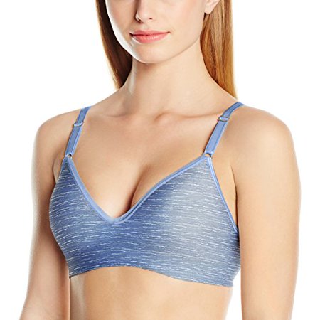 

Hanes Women s Ultimate Smooth Inside and Out Foam Wire Free Frontier Blue Heather Print XL
