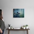 thumbnail image 2 of Cuadro lienzo pintura realista somormujos con crías en lago verde azul, obra de fauna acuática horizontal en tela canvas, 2 of 6