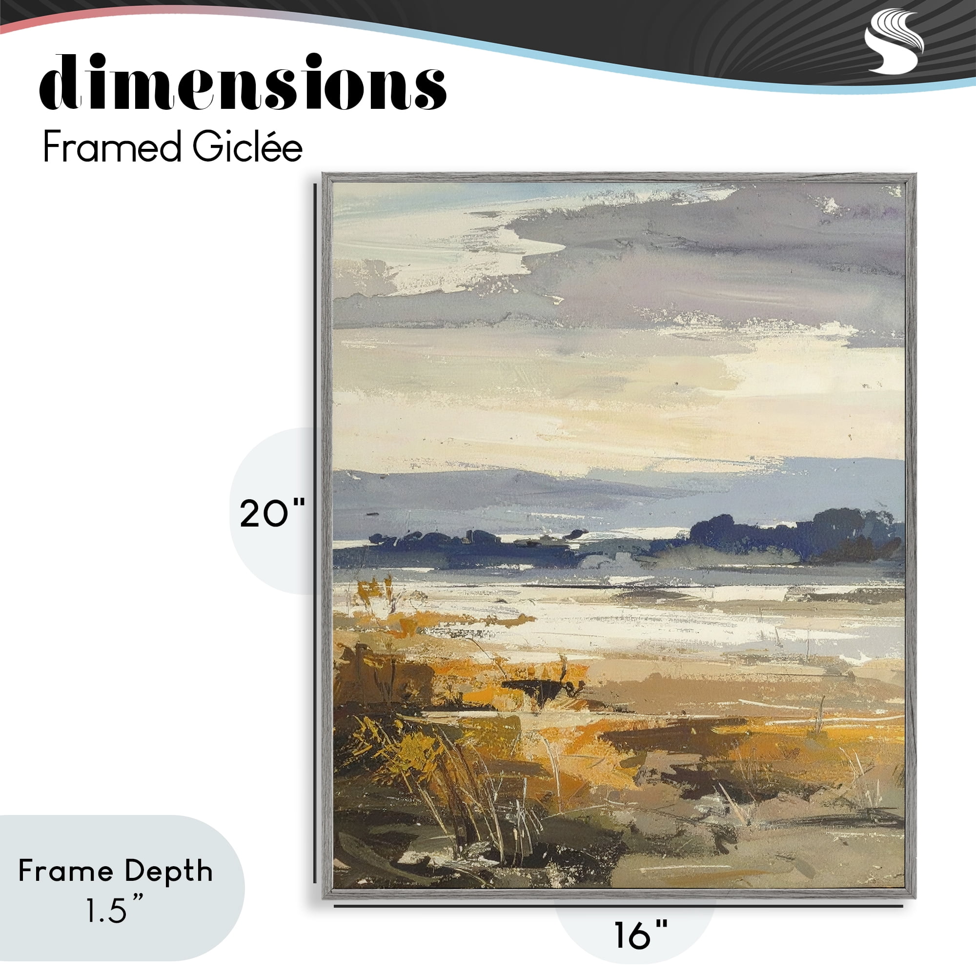 Stupell Industries Distant Horizon Abstract Gray Framed Giclee Art, design by Alonza Saunders