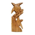 thumbnail image 4 of Wooden Hand Carved Two Tortoise Turtle on Coral Statue Sculpture Wood Home Decor Figurine Handcrafted Handmade Tropical Nautical Ocean Coastal Turtle On Coral Size: 12" tall x 5" wide x 2" deep, 4 of 4
