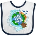 thumbnail image 3 of Inktastic Earth Day Peace Love Earth with Turtle and Waves Boys or Girls Baby Bib, 3 of 4