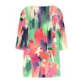 thumbnail image 6 of Shirts for Women 3/4 Sleeve Round Neck Gradient Plus Size Solid Color T-shirt Home Casual Top Multicolor XXXXL, 6 of 6