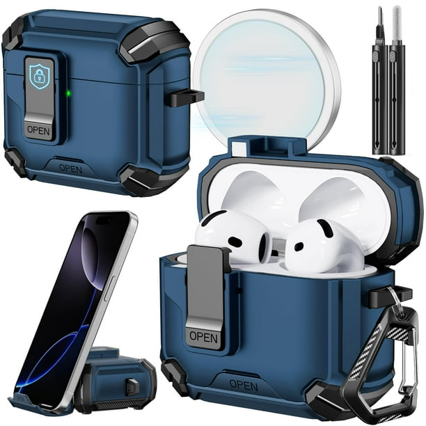 Funda con soporte de teléfono y kit de limpieza para AirPods 4 Inesore