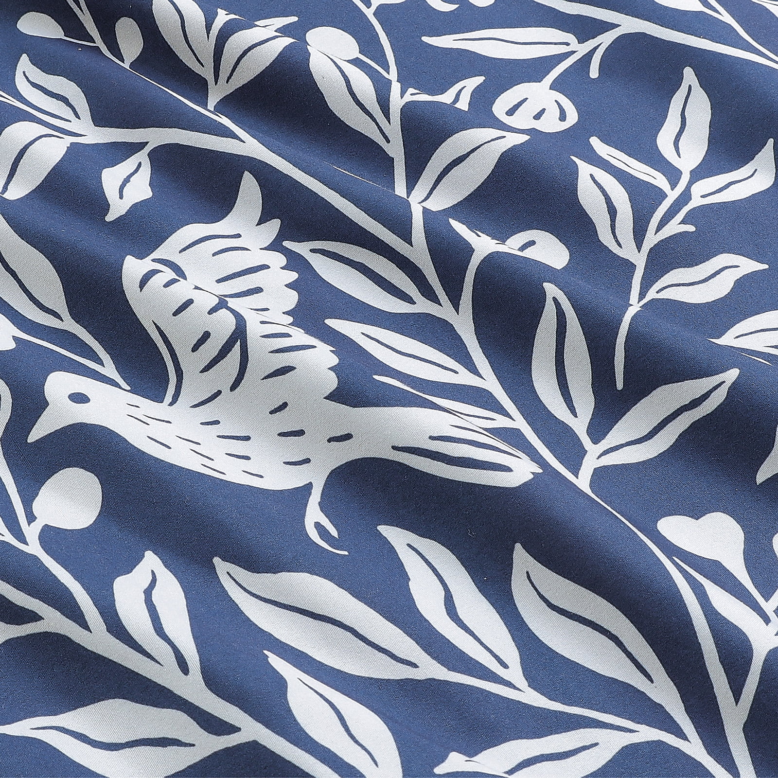 Notticasa 3-Piece Printed Comforter Sets,Navy,Queen,Features a Floral and Peacebird Design, Including a Quilt Cover and Pillowcases