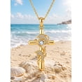 thumbnail image 2 of TANGPOET Dolphin Cross Necklace for Women Dainty 14K Gold Baptism Gifts, 2 of 5