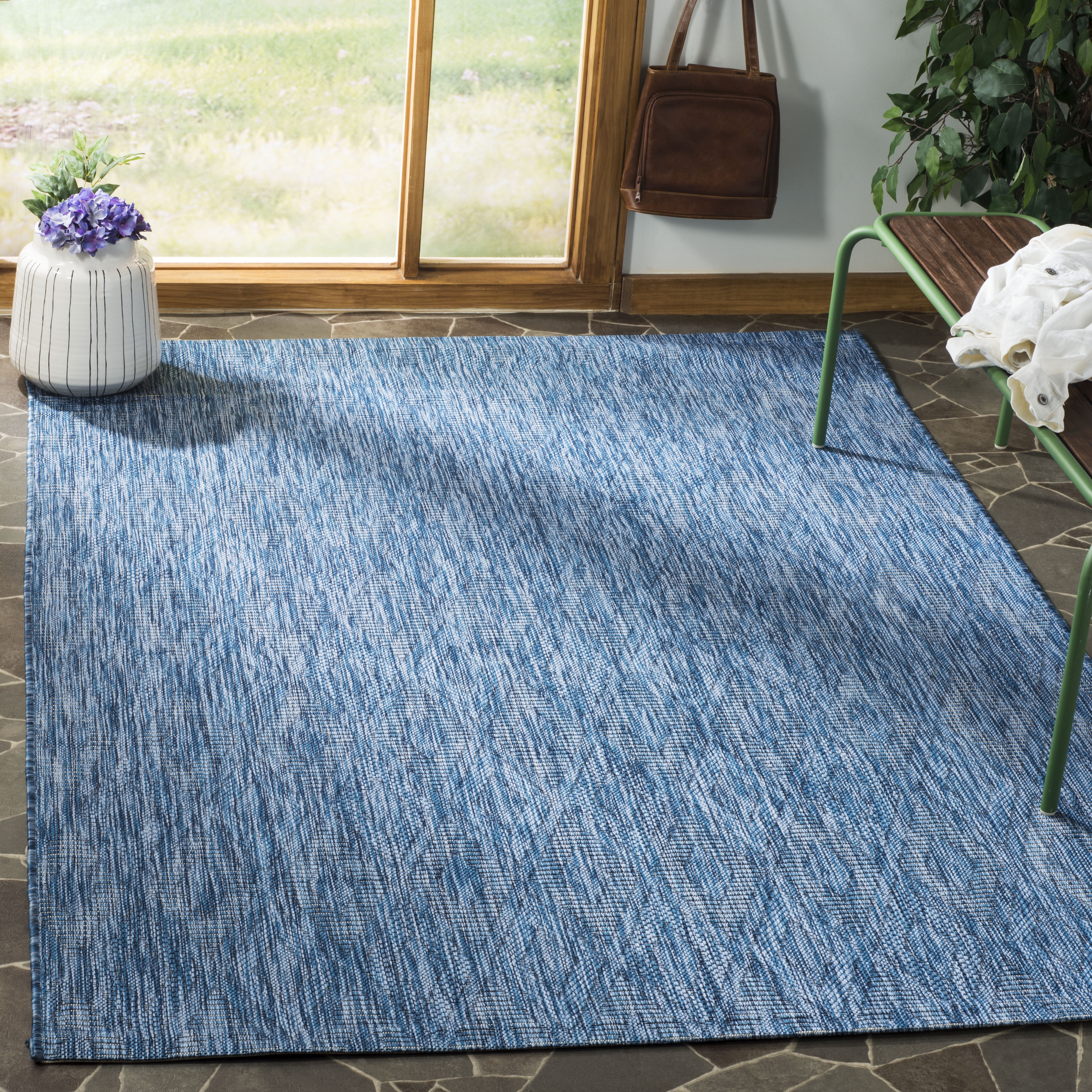 Safavieh Courtyard Teodor Geometric Indoor/Outdoor Area Rug, Navy, 5'3" x 5'3" Square