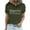 Army Green, variant on Fesfesfes Women's T Shirts Women Funny Printed Pattern Casual Fashion Soild Color Short Sleeve Tops Blouse Womens Fitted Tshirts 2XL(US:12)