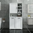thumbnail image 4 of Bathroom Storage Cabinet Laundry Cabinet with Doors and shelf, Tilt-Out Laundry Hamper, Multiple Storage Space, Freestanding Style, Open Shelve, Adjustable Shelf, White,Bathroom Wall Storage, 4 of 11