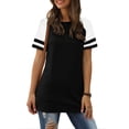 thumbnail image 4 of TEMOFON Womens Fashion Summer T-shirt Color Block Shirts for Women Going Out Tops for Woman Black Tee, 4 of 6