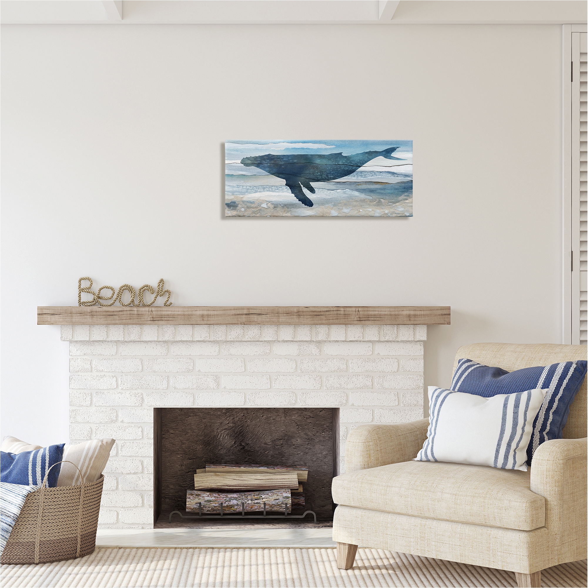 Stupell Industries Abstract Whale Silhouette Animals & Insects Painting Gallery Wrapped Canvas Art Print Wall Art, 30 x 13