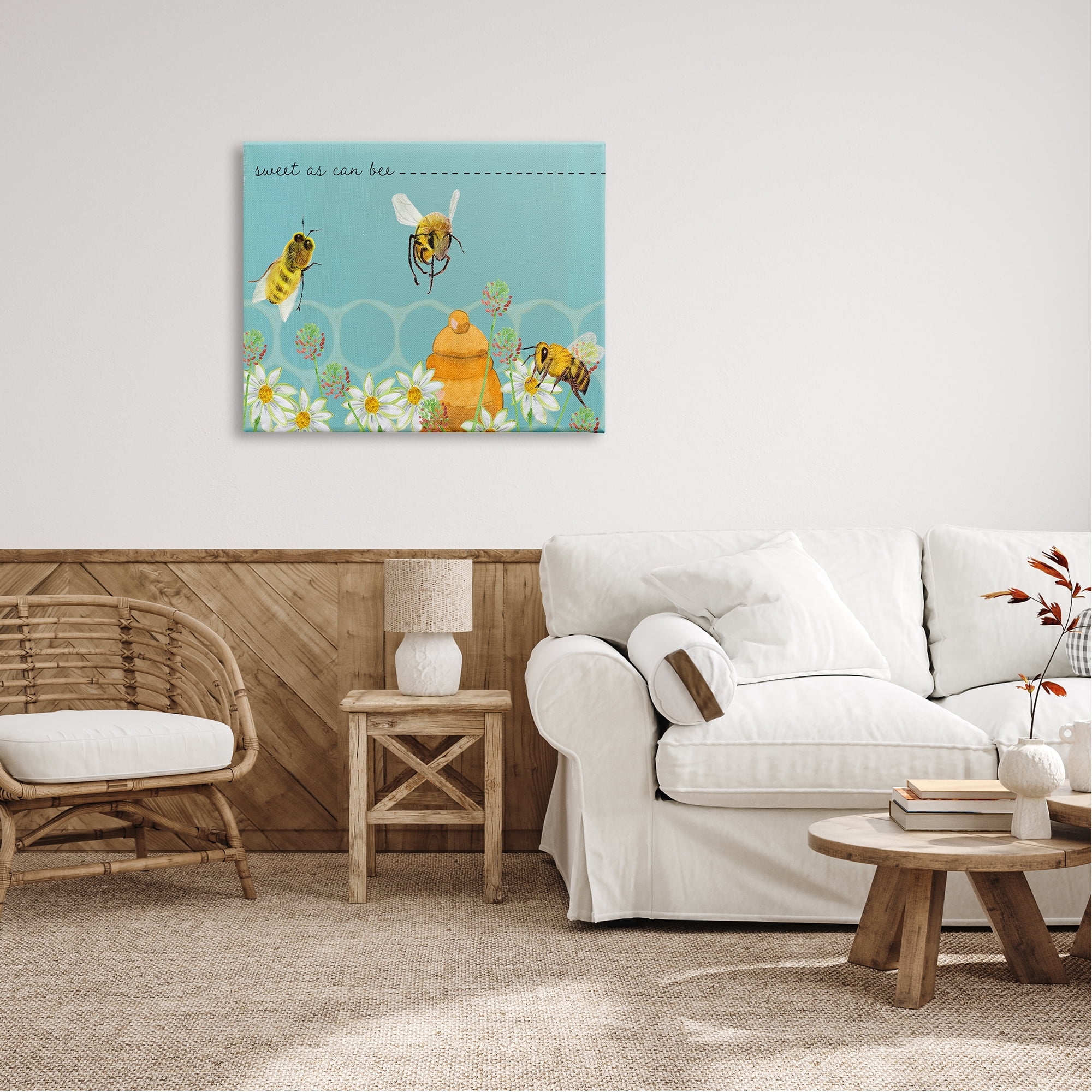 Stupell Industries Sweet As Can Bee Insect Pun Honey Comb Pattern, 40 x 30, Design by Alicia Longley