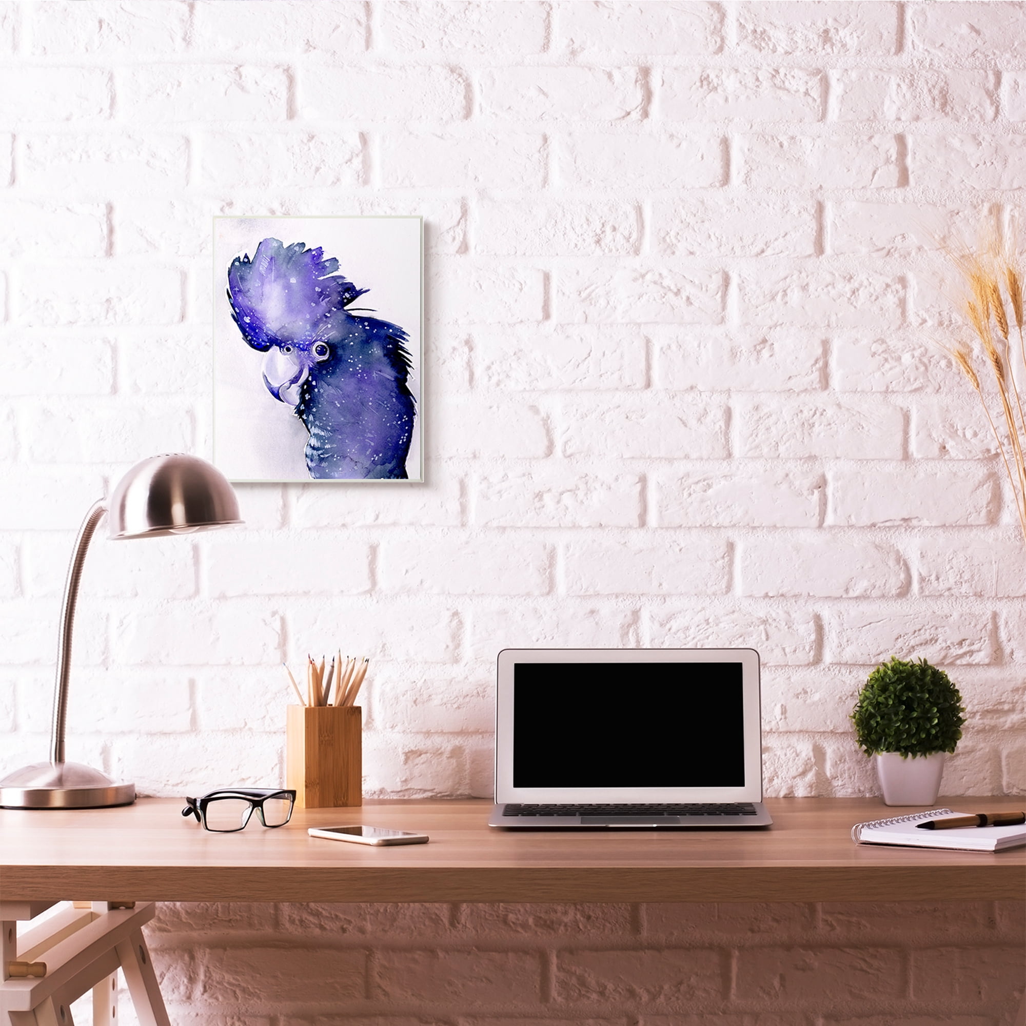 Stupell Industries Space Bird Watercolor Purple Animal Painting Wall Plaque by Jennifer Paxton Parker, 13" x 19", Wall Plaque