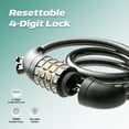 thumbnail image 2 of Gpower Bike Lock with Combination 4 ft Bicycle Lock Secure 4 Digit Resettable Cable Lock,Black, 2 of 7