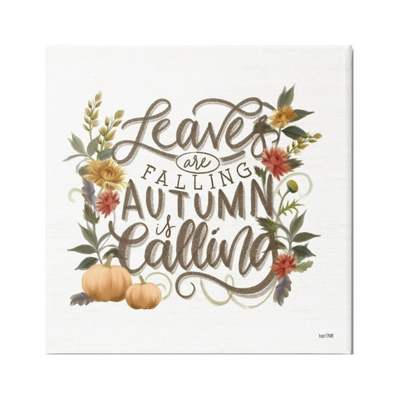 Stupell Industries Autumn is Calling Phrase Inspirational Painting Gallery Wrapped Canvas Print Wall Art, 17 x 17