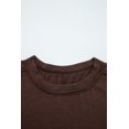 thumbnail image 6 of Women's Dark Brown Sheer Lace Patchwork Casual Long Sleeve Tee, XL, 6 of 10