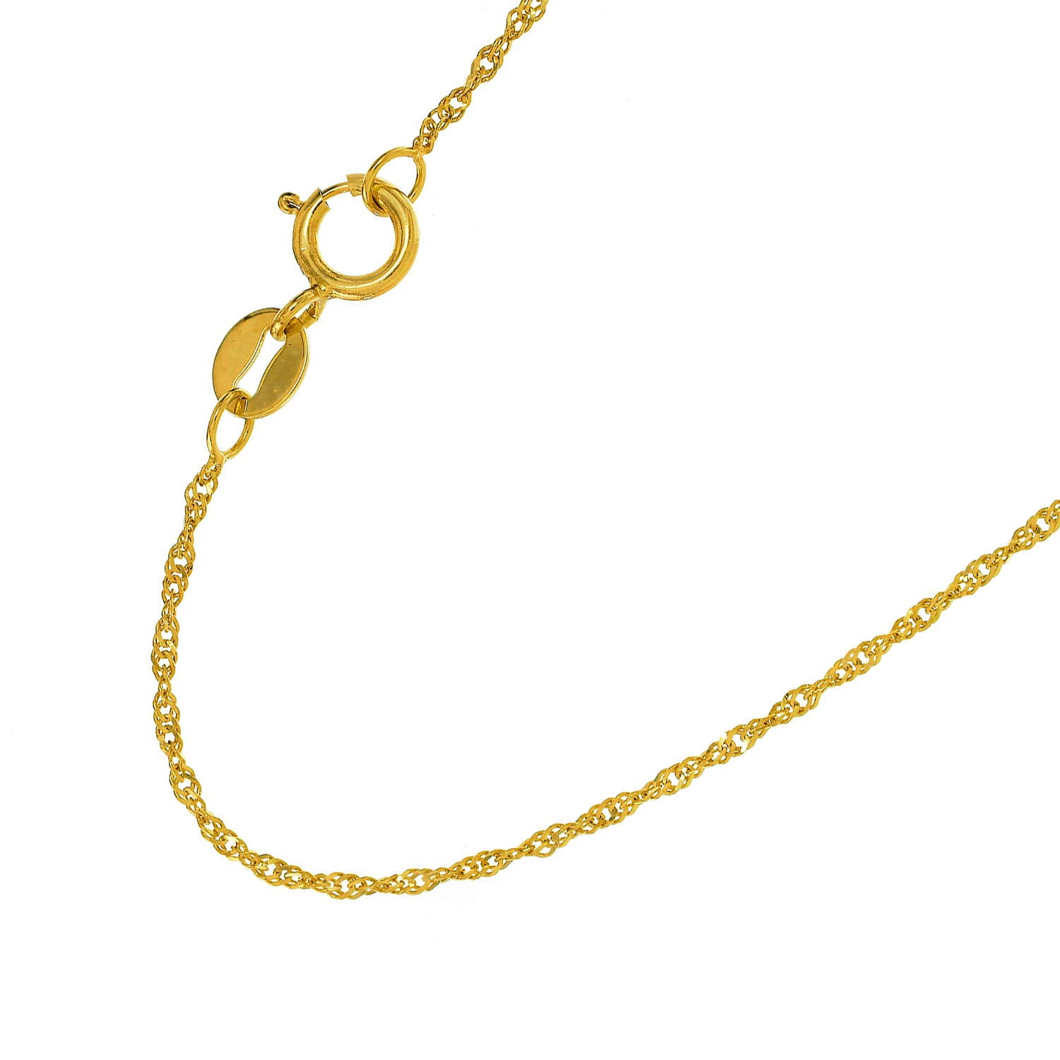 10k Solid Yellow or White Gold Singapore Pendant Chain Necklace (16, 18 and 20 Inches)