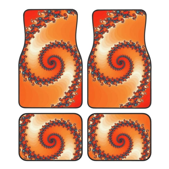 Naloa Orange Rotating Car Foot Mat Set of 4 Pieces - Universal Floor Liner Neoprene Full Set Floor Mats for Cars Trucks SUV