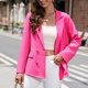 thumbnail image 4 of Chaqueta de traje para mujer, cuello vuelto, doble botonadura, Color puro con bolsillos, manga larga, chaqueta de traje de oficina informal, rosa rojo M, 4 of 7