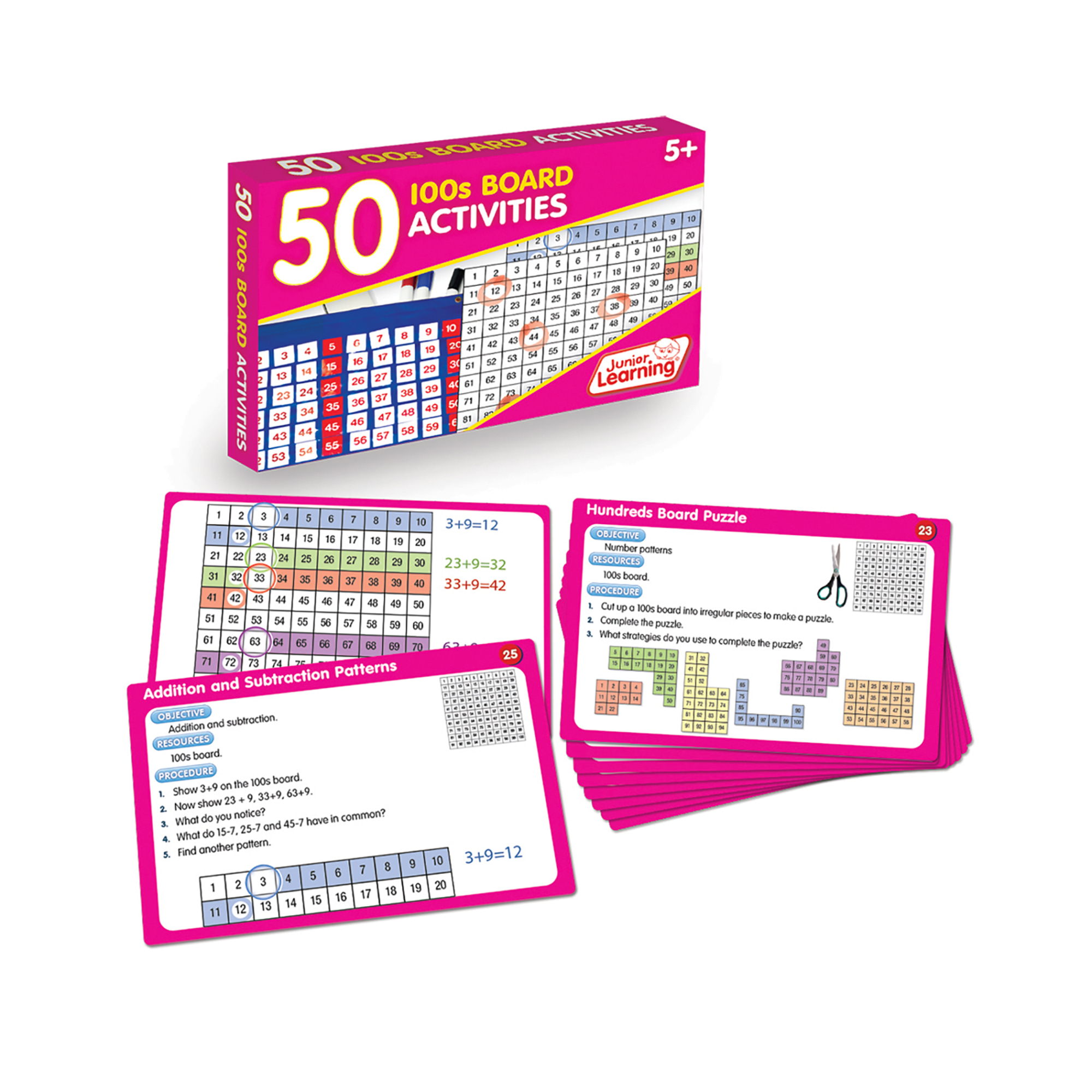50 100s Board Activities Junior Learning for Ages 5-8 Kindergarten Grade 2 Learning, Math, Numbers, Hundreds, Perfect for Home School, Educational Resources