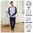 thumbnail image 6 of Mens Cotton Pajama Sets Long Sleeve Sleepwear for Men 2 Piece Mens Loungewear Sets with Pocket, Sizes S-XXL, 6 of 12