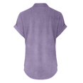 thumbnail image 6 of Breezora Women V Neck Button Down Short Sleeve Top Modern Side Slit Design Casual Comfortable Tee Shirt S Size Purple, 6 of 6