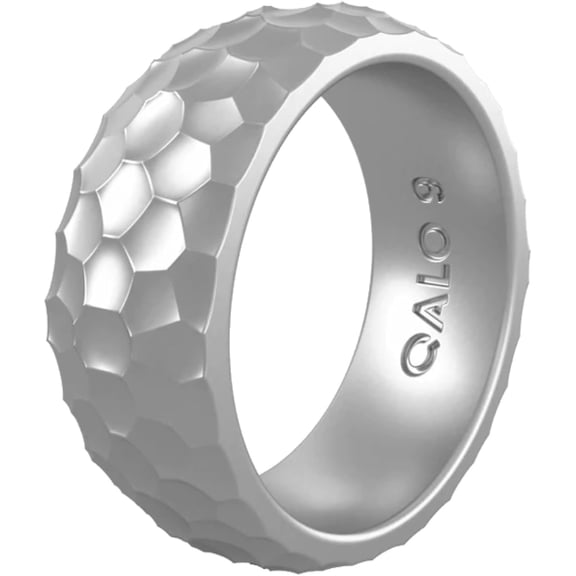 QALO Men's Silver Forged Silicone Ring – Durable Wedding Bands with Flexible Comfortable Fit – Skin-Friendly and Lightweight Design – Size 08