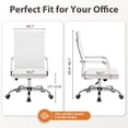 thumbnail image 6 of Vyrox Modern Office Chair, Mid-Back Faux Leather Swivel Reception & Conference Chair， Ergonomic Swivel Chair with Arms, White, 6 of 7