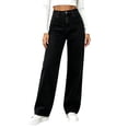 thumbnail image 5 of JUSLIO Jeans for Women Solid High Rise Wide Leg Jeans, Relaxed Fit Casual Denim Pants Black S, 5 of 5