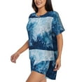 thumbnail image 2 of Haiem Abstract Ocean Waves Pattern Pajama Set for Women 2 Piece Lounge Set Short Sleeve Tops and Shorts Soft Sleepwear-X-Large, 2 of 7