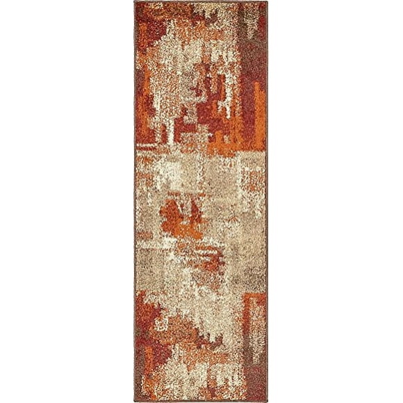 Colección de otoño de LOOM Única Resumen Alfombra de área de tonos cálidos rústicos abstractos, 2 x 6 pies, multi/beige Unique Loom Ver descripción