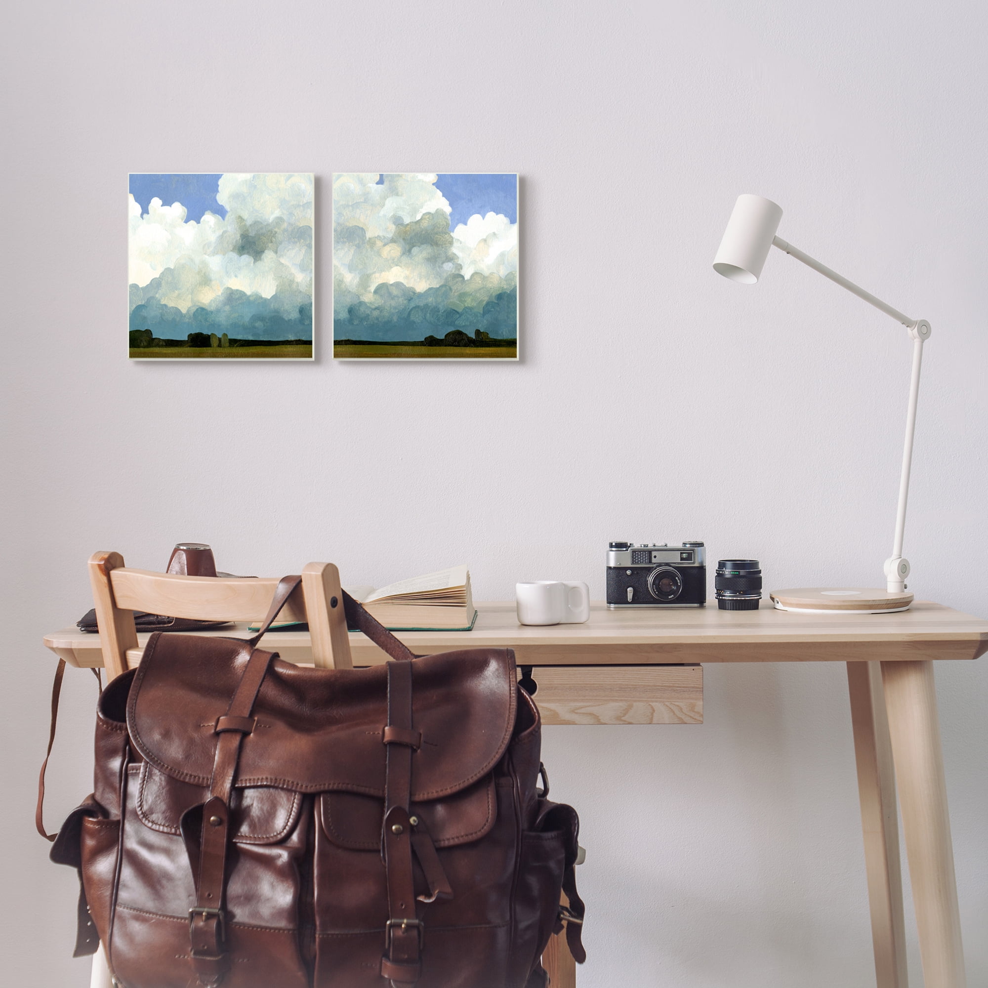 Stupell Industries Fluffy Clouds Countryside Sky Nature Landscape Painting Painting Unframed Art Print Wall Art, Set of 2, Design by Emma Caroline