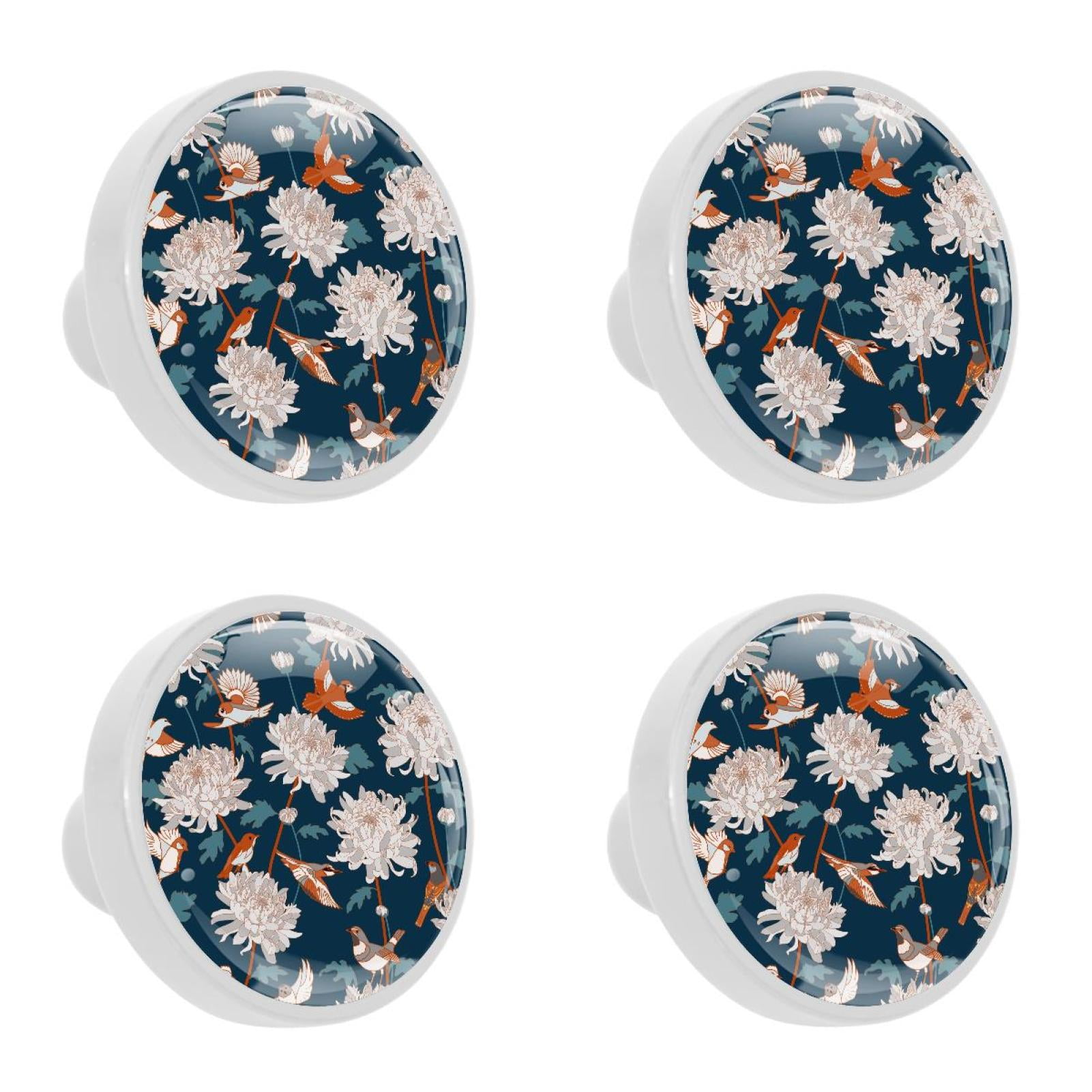4 Pcs Japanese chrysanthemum Knobs for Kitchen Cupboard Dresser