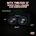 thumbnail image 4 of MTX 12" 1200W Car Audio Subwoofer Box Enclosure & Crunch PowerDriveX Stereo Amp, 4 of 13