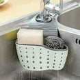 thumbnail image 6 of Olibuy Kitchen Sink Caddy Sponge Holder Silicone Plastic Soap Holder Hanging Ajustable Strap Faucet Caddy with Drain Holes for Drying(Green), 6 of 7