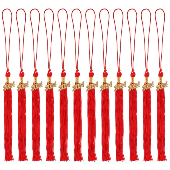 Tineasur 12Pcs Red Graduation Cap Tassels Decorative Charm Accessories for 2024
