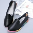 thumbnail image 4 of Aueoeo Women's Flats Shoes Leisure Shoes Slip On Work Shoes Comfort Walking Shoes Round Toe Leather Loafers, 4 of 6