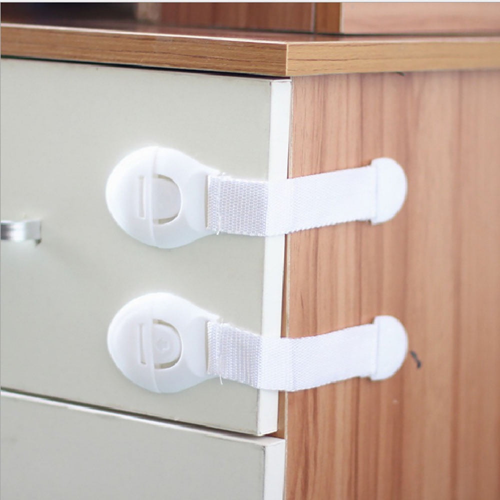 Crylee 2Pcs Baby Adhesive Safety Lock For Cabinet Door Drawers Refrigerator Cabinet Cupboard Locks Window Restrictor Child Safety Security Safety Plastic Easy install useful secure strong adhesive