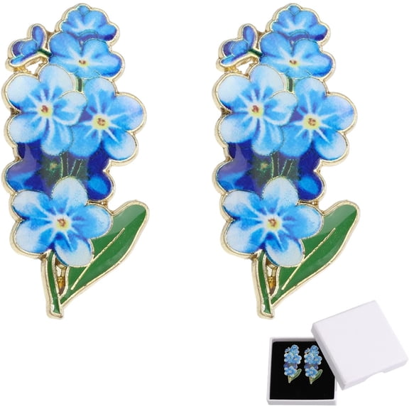2 Pcs Forget Me Not Flower Lapel Pin Alloy Enamel Brooch Pins Set Coat Shirt Suit Collar Accessories for DIY handcrafting