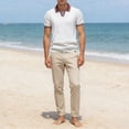 thumbnail image 5 of BUWTTER Mens Relaxed Polo Shirts Short Sleeve Solid Color Business Tops Dressy Work Casual Lapel Shirts Beige L, 5 of 7