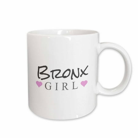 

3dRose Bronx Girl - home town city pride - USA United States of America - text and cute girly pink hearts Ceramic Mug 11-ounce