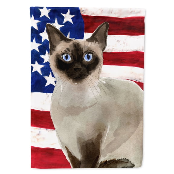 Carolines Treasures CK3039GF Siamese American Flag Flag Garden Size  Small multicolor