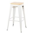 thumbnail image 4 of Oregon Contemporary Barstool In White Steel And Natural Wood - Set Of 2, 4 of 7