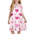 thumbnail image 2 of Cethrio Girls' Nightgowns Size 6, Loose Fit Casual Puff Sleeve Summer Kids Sleep Dresses Sleepwear Multicolor Size 6, 2 of 8