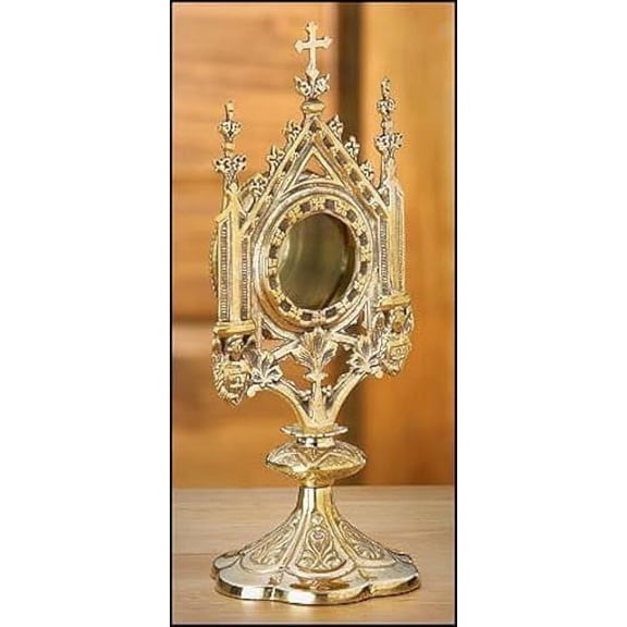 GOF Brass Monstrance Reliquary, 5 X 11 1/2", Clear